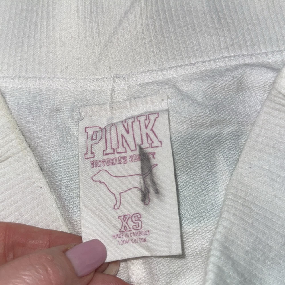 victoria’s Secret PINK girls &!Women's White Shorts with Blue Logo xs - Picture 6 of 6